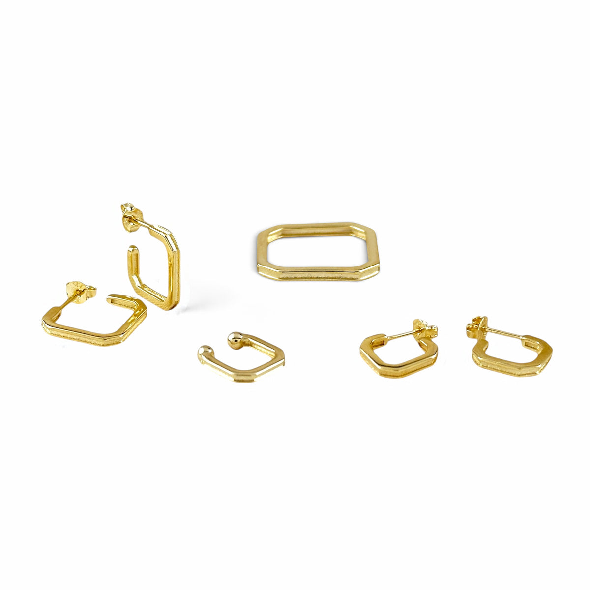 Architectural Square Ring and Earrings