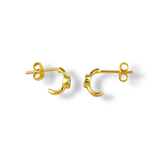 10mm Bezel CZ Open Hoop 18k Gold Filled Earrings