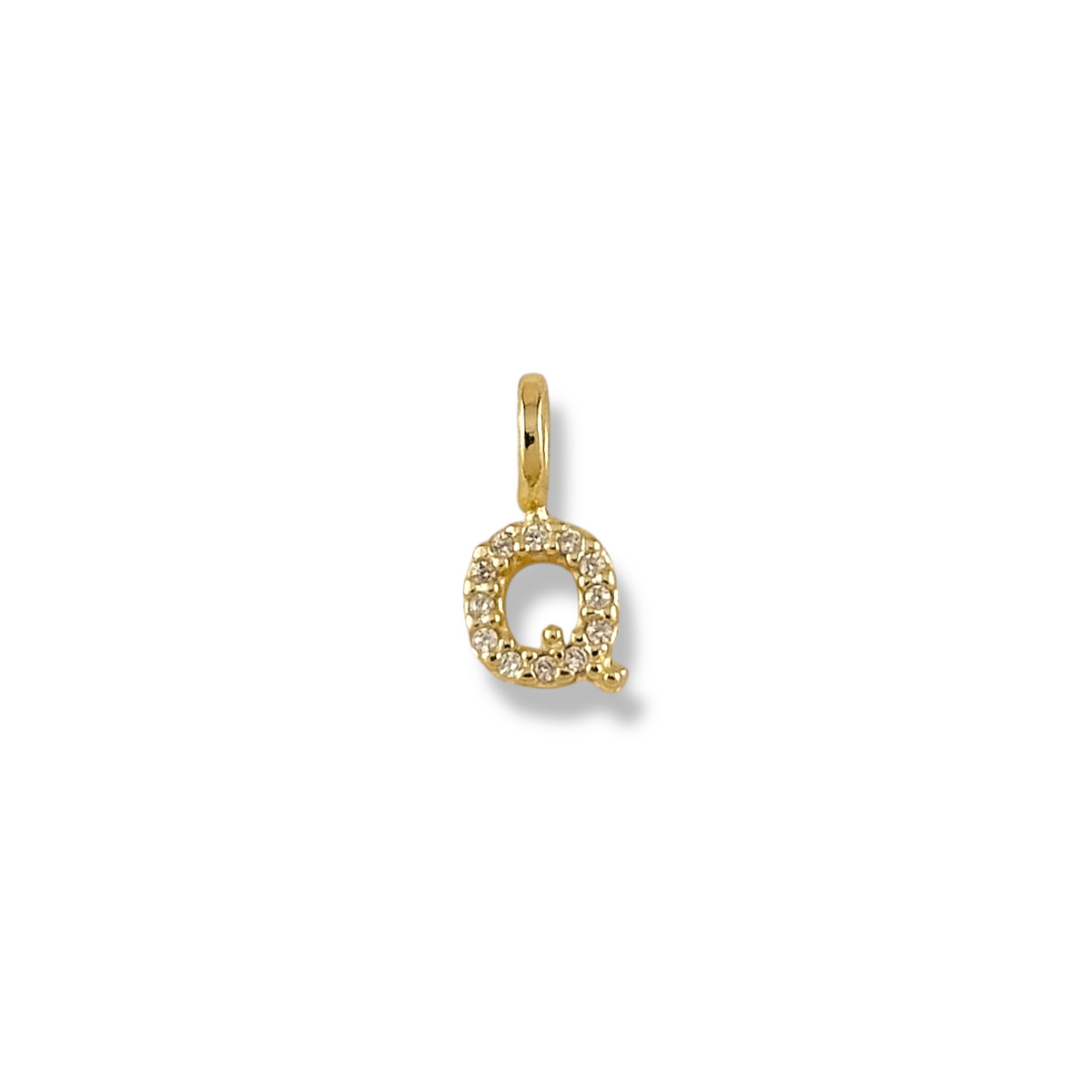 Letter Q pavé CZ initial charm, 12mm, 18K gold-filled