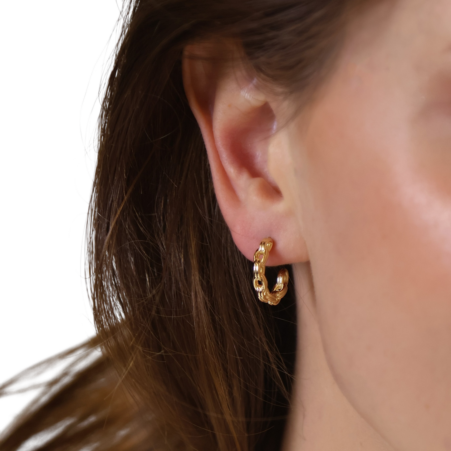Cable Link Open Hoop 18k Gold Filled Earrings