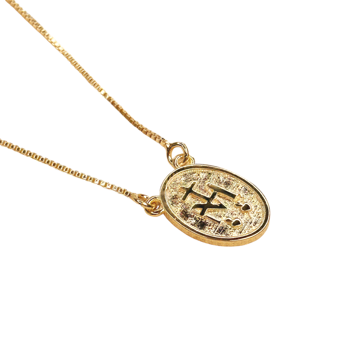 Double Sided Lady of Grace Medal 18K Gold Filled Necklace