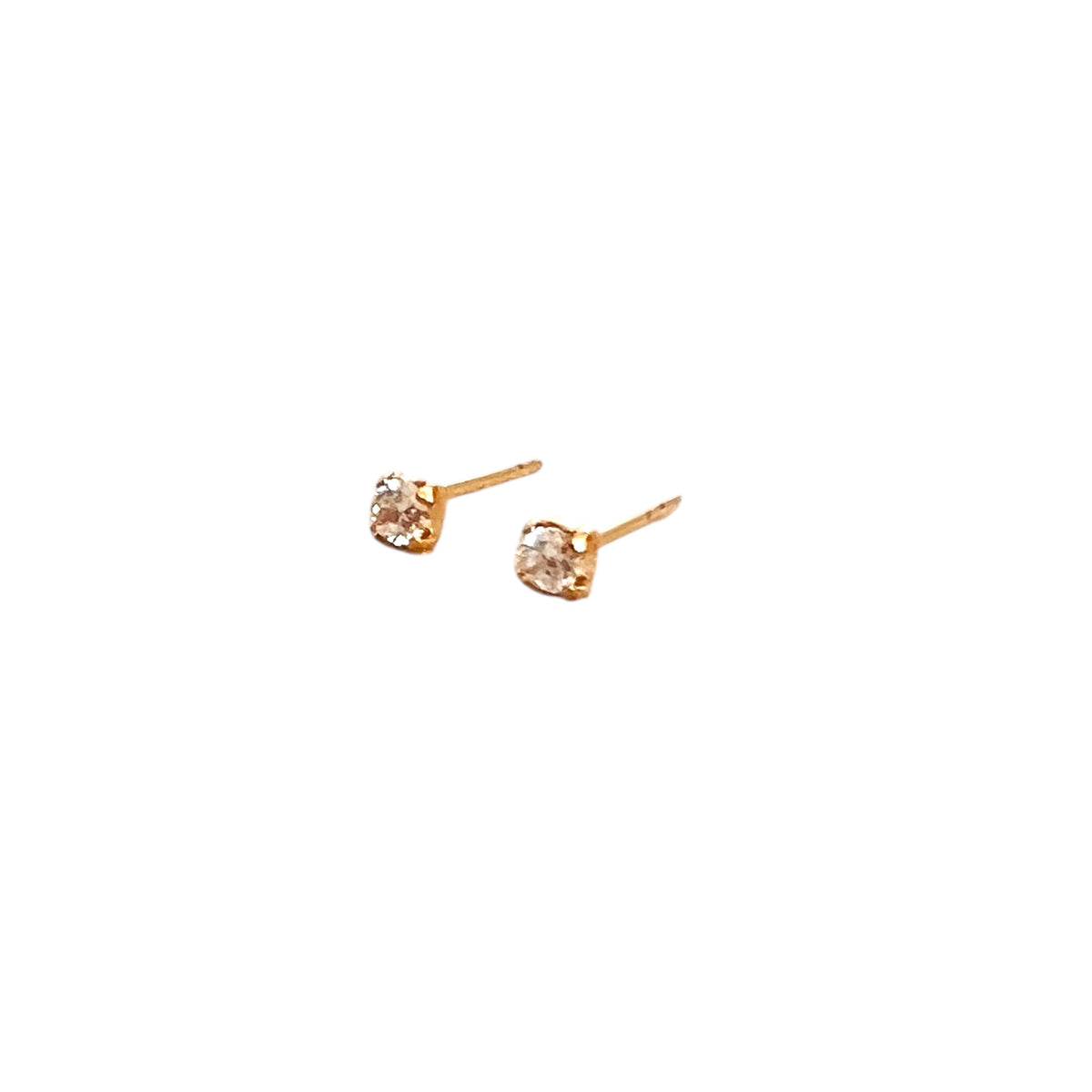 Solitaire CZ 2mm Stud Earrings in 18K gold-filled, view 4