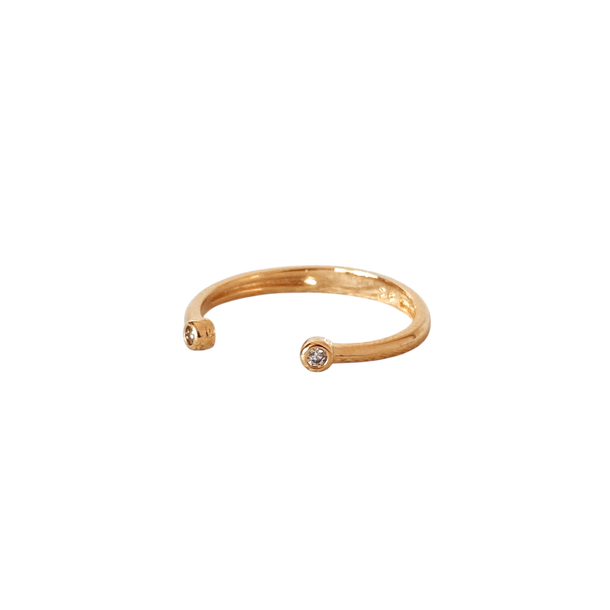 Dual Tip CZ 1.2mm Open Ring in 18K gold-filled, view 9
