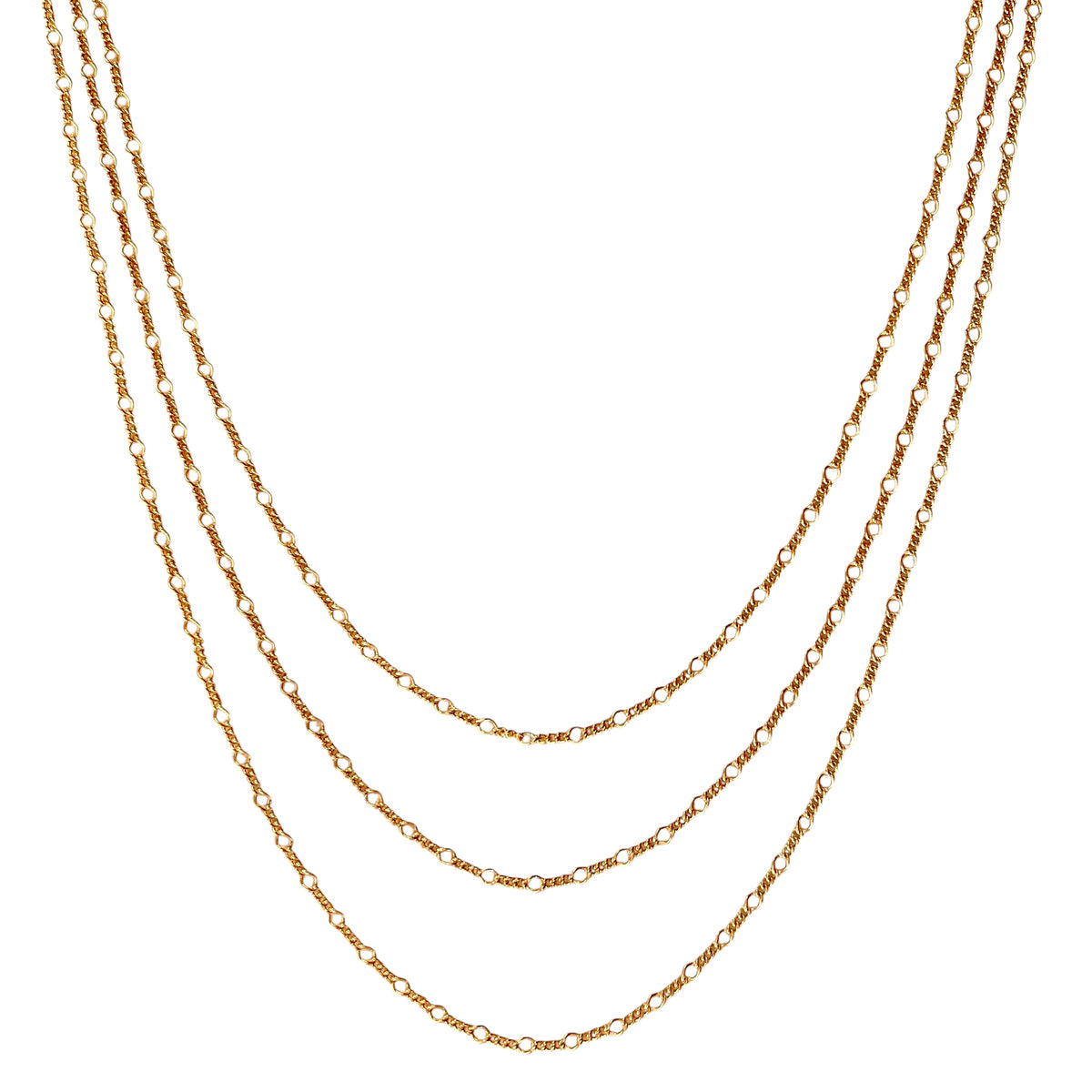 Rounded Figaro Link Chain Necklace in 18K gold-filled