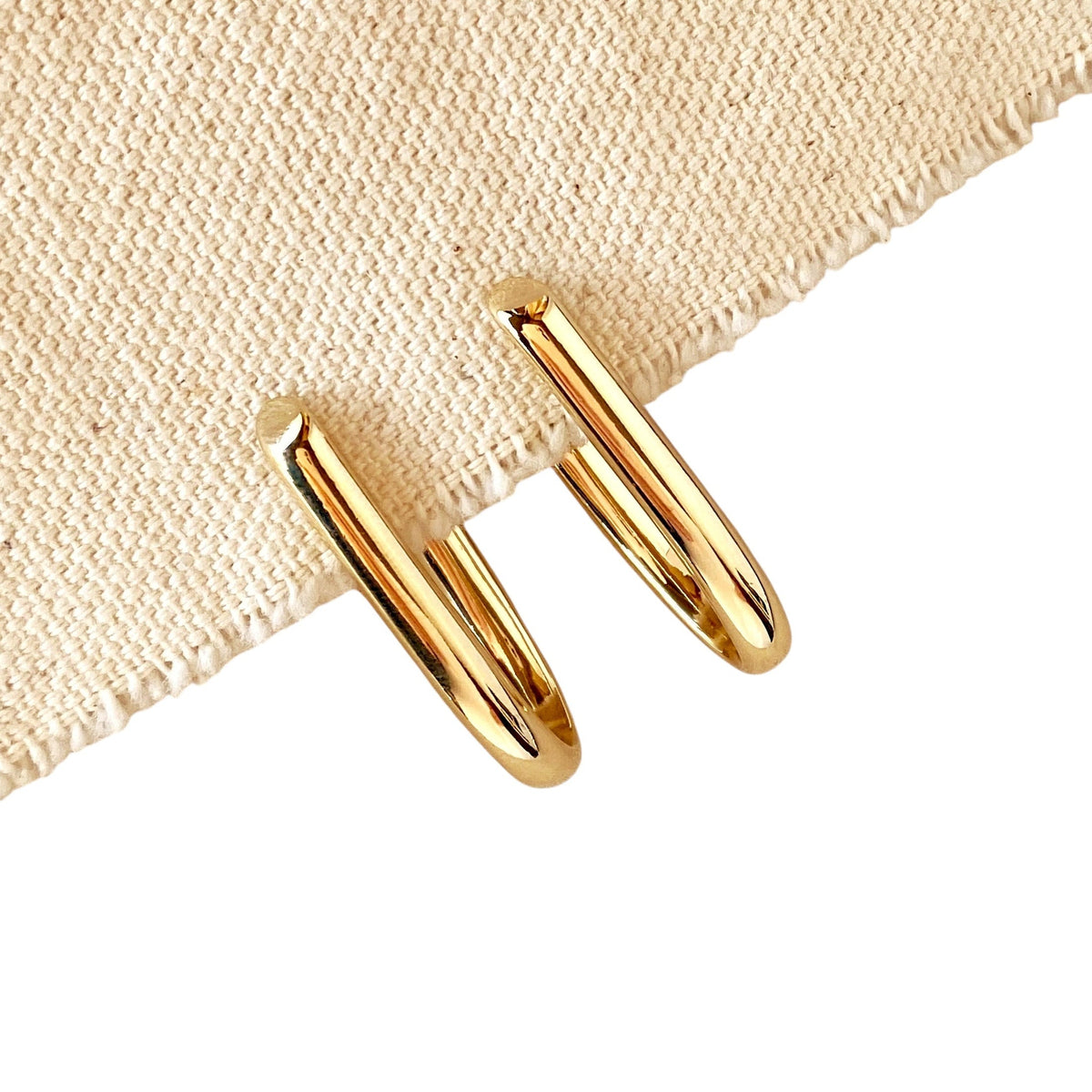 J-Shaped Open Hoop 30mm Earrings in 18K gold-filled, view 4