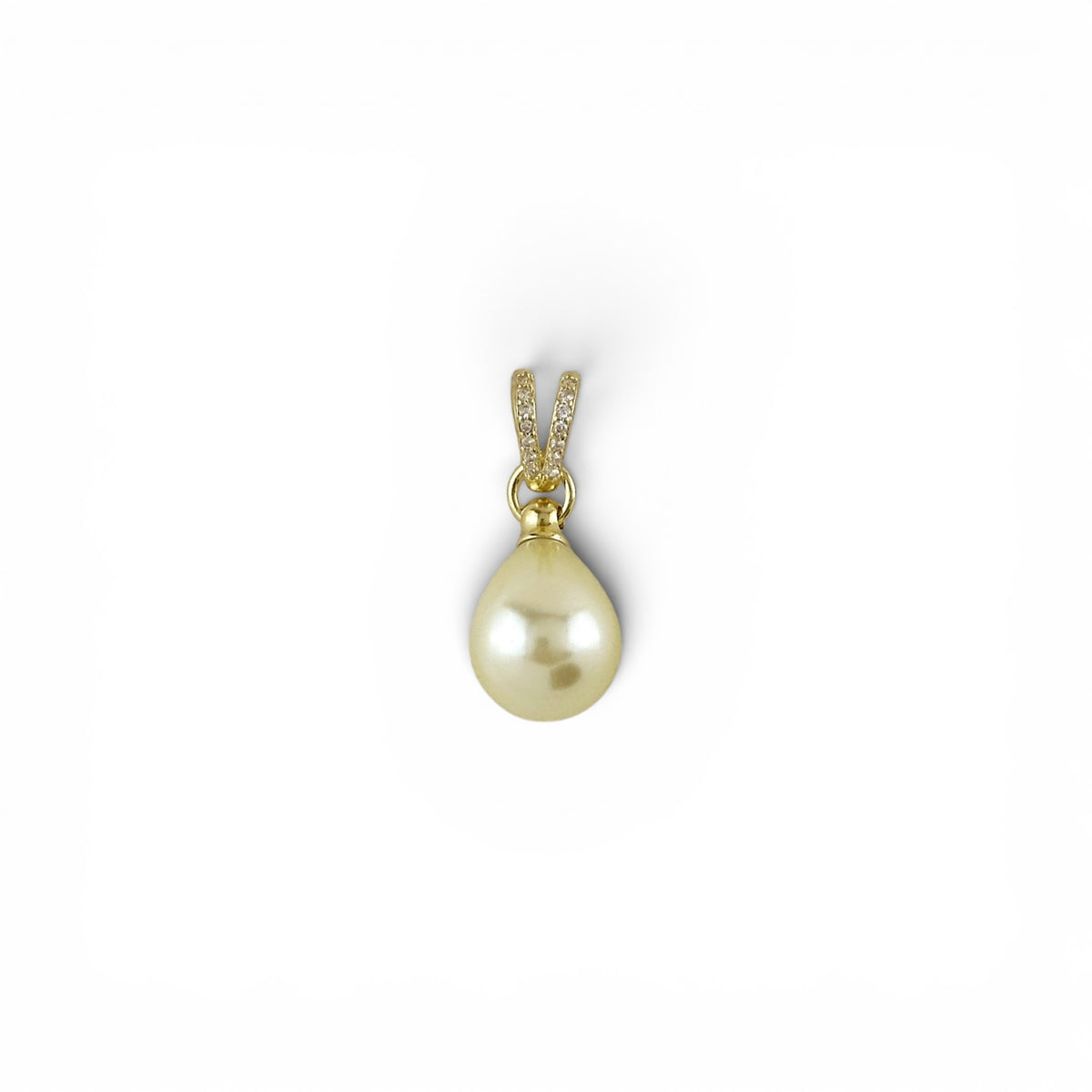 Teardrop Pearl Pavé CZ 27mm Pendant in 18K gold-filled