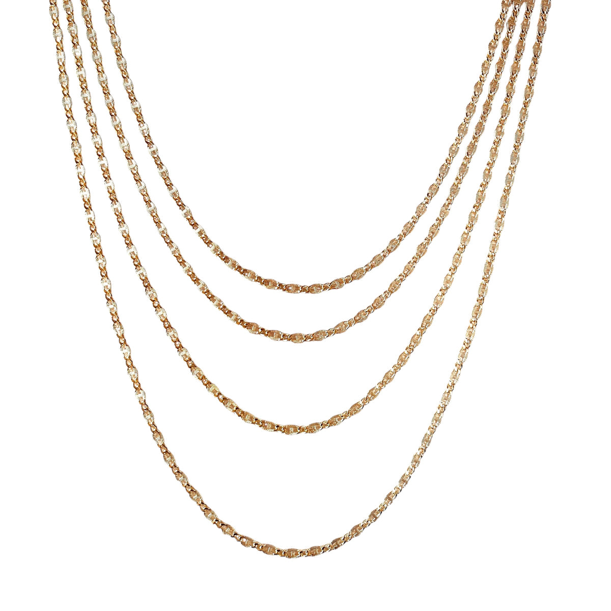 Diamond Cut Figaro Link Chain 4mm Necklace in 18K gold-filled