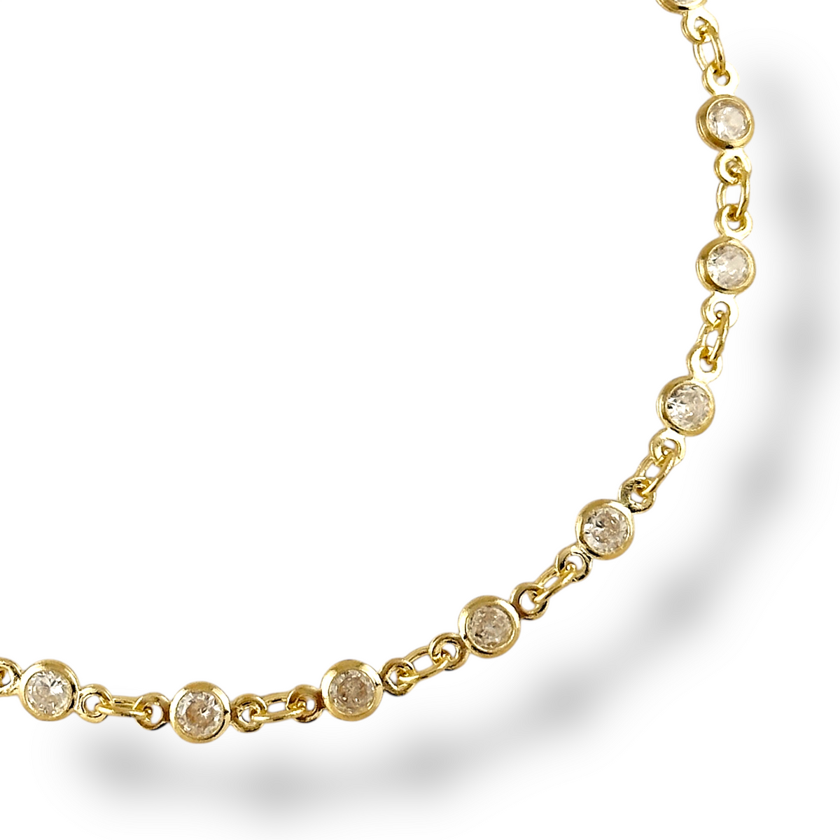 Round Bezel Link CZ Bracelet in 18K gold-filled, view 3