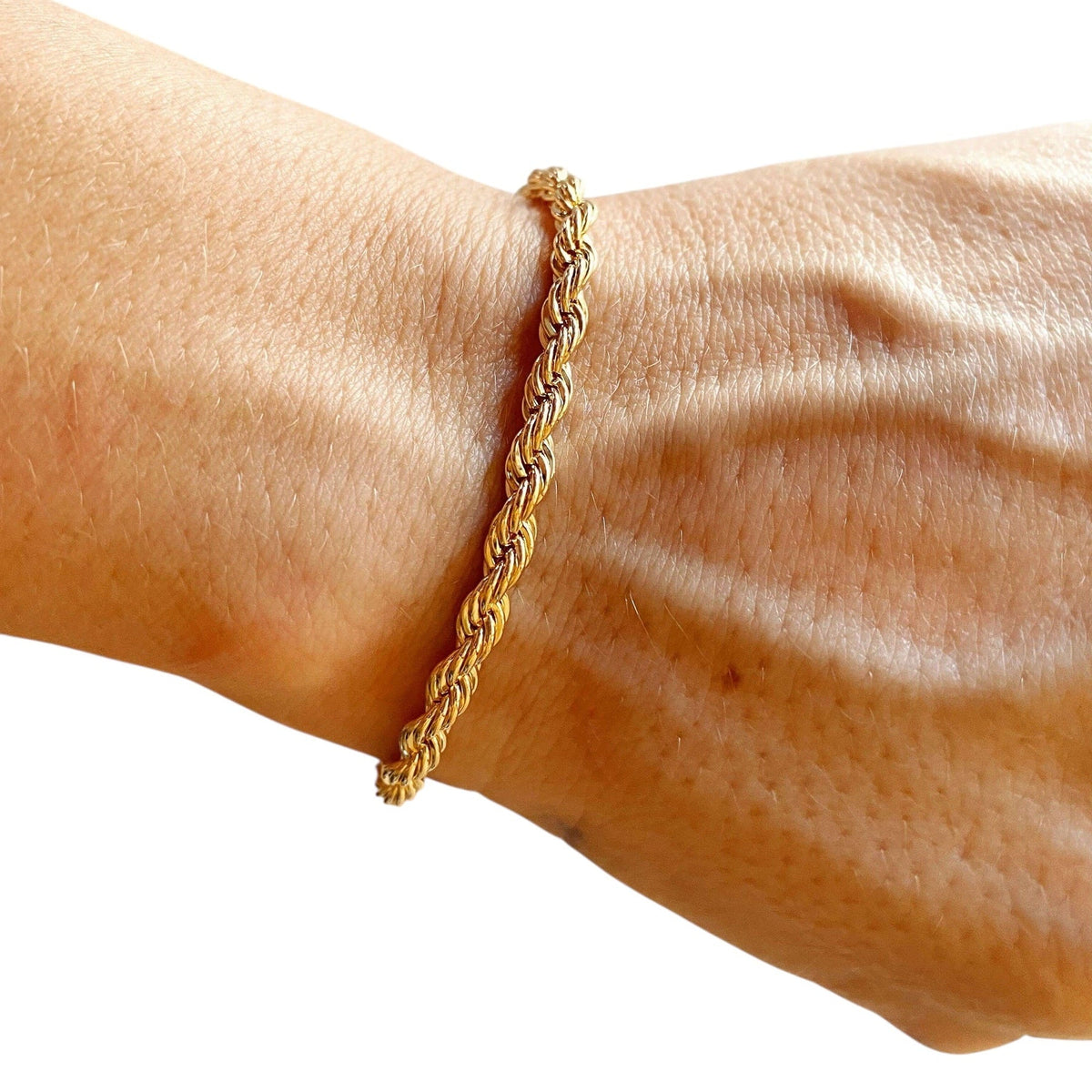 Rope Chain 4mm Bracelet in 18K gold-filled, view 4