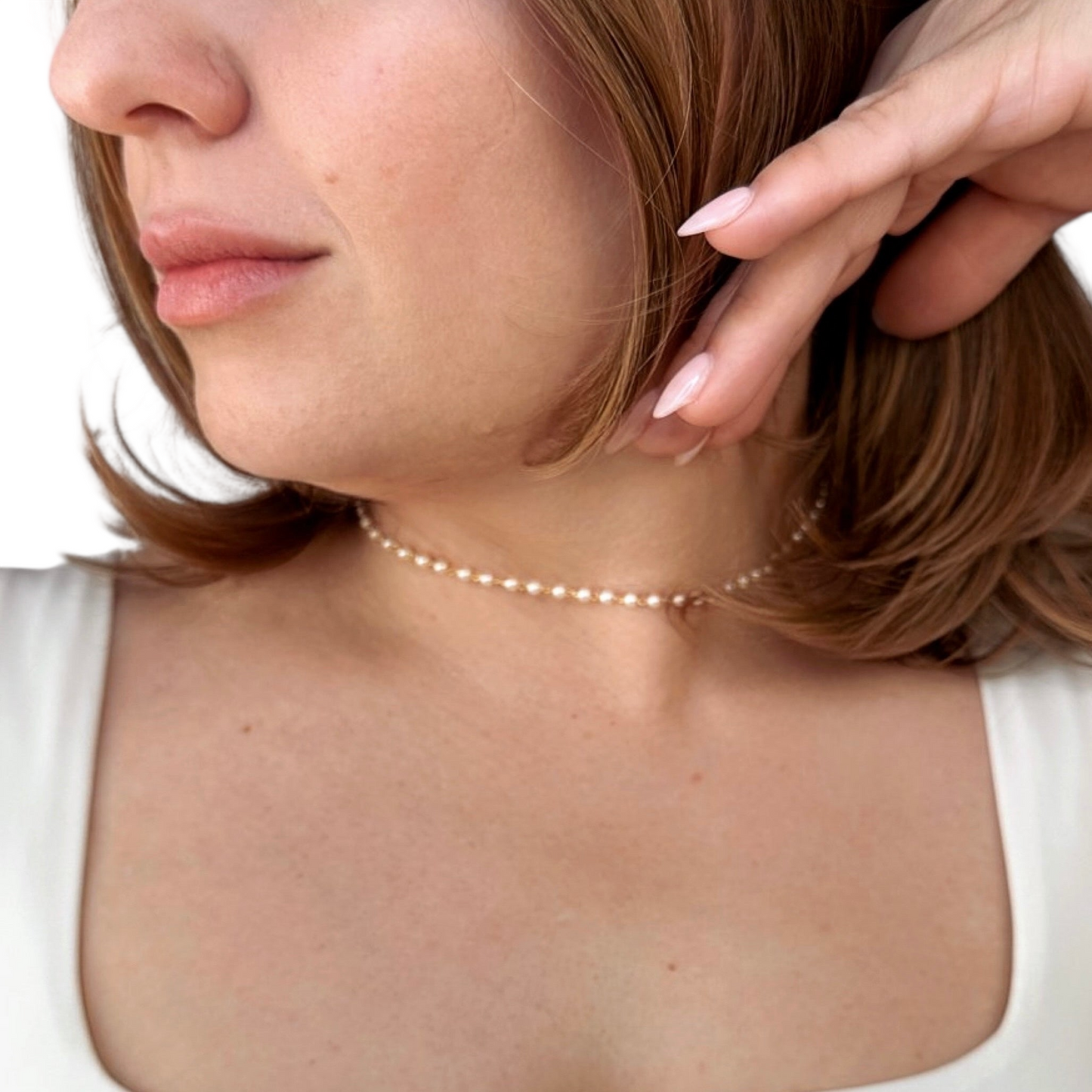 3mm Pearl Choker 18k Gold Filled Necklace