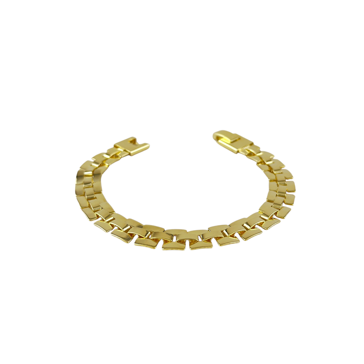 Brick Band Link 9mm Bracelet in 18K gold-filled, view 3