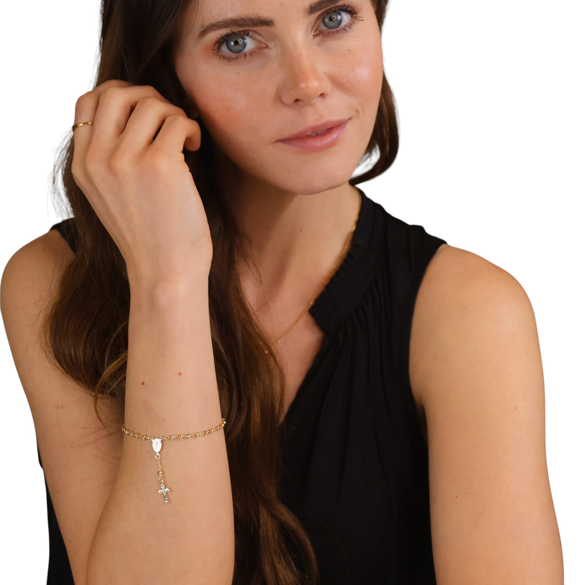 Beaded Rosary Bracelet on Model