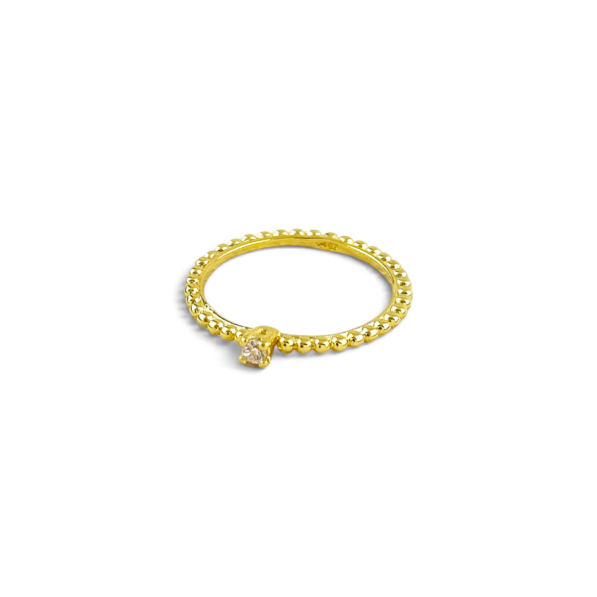 Beaded Solitaire CZ Ring Sideview
