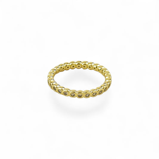 Bezel CZ Eternity 18K Gold Filled Ring Sideways