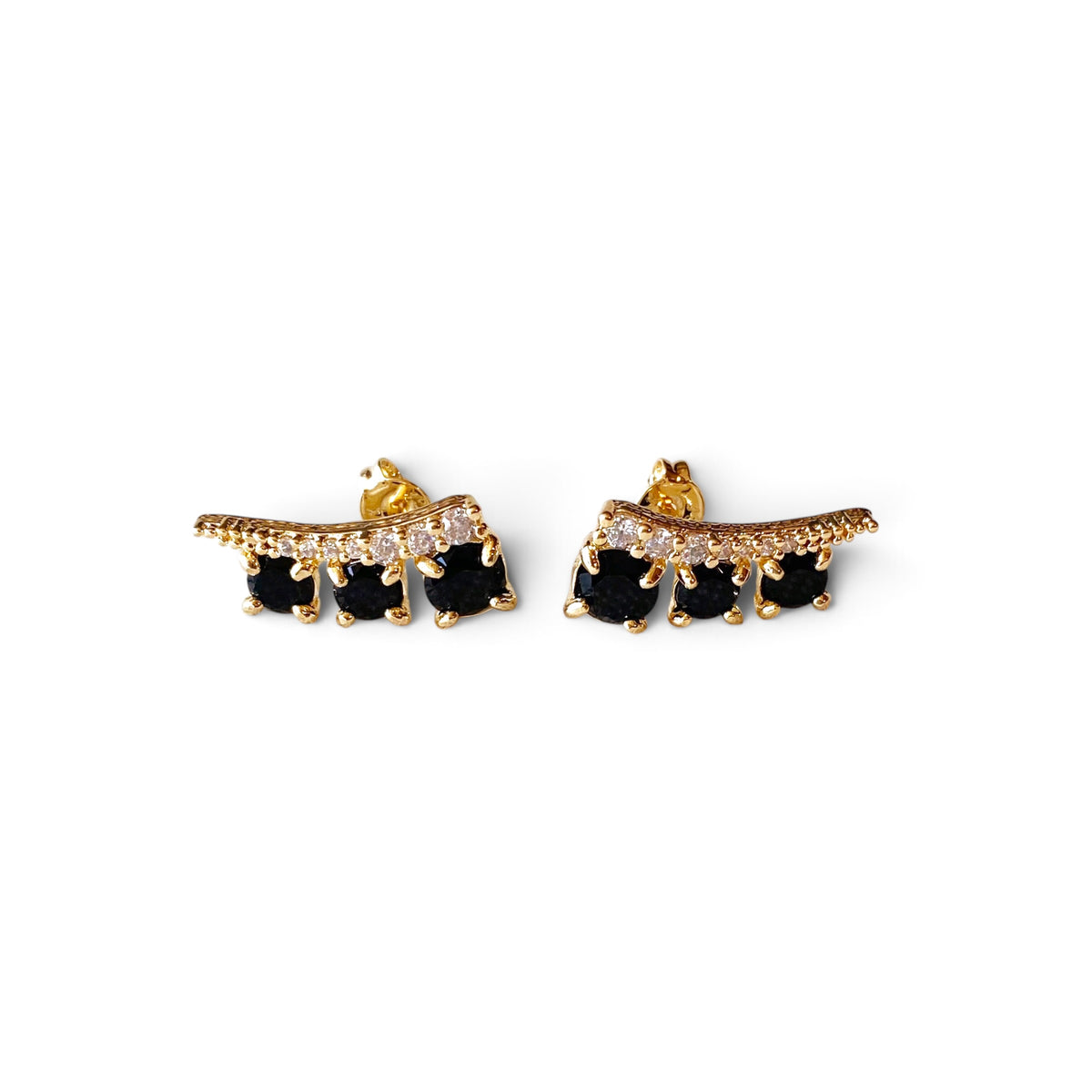 Black & Clear CZ Ear Climber Earrings