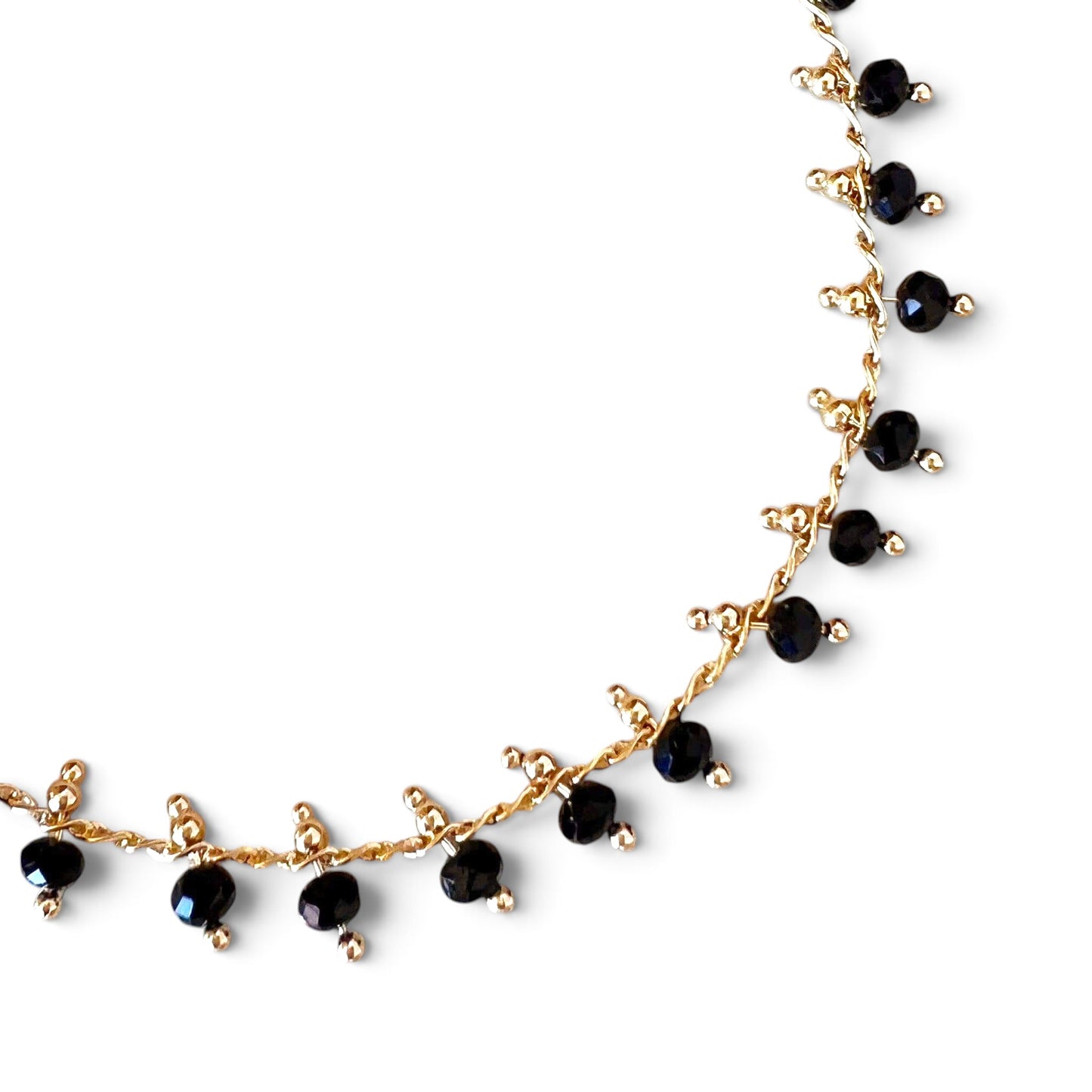 Black Beaded 18K Gold Filled Bracelet