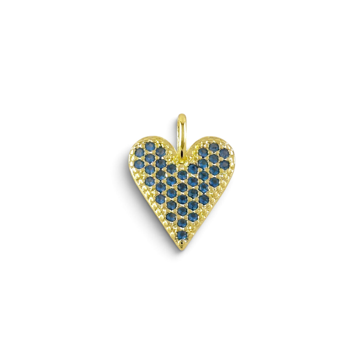 Blue Pavé CZ Heart Pendant