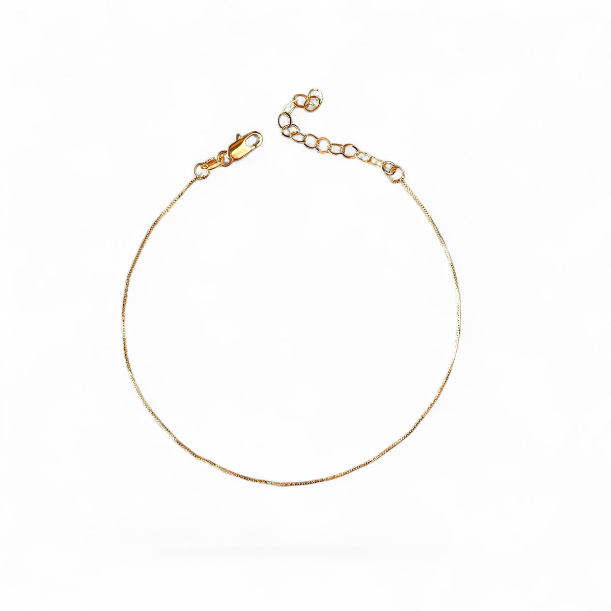 Box Chain 0.5mm Anklet in 18K gold-filled