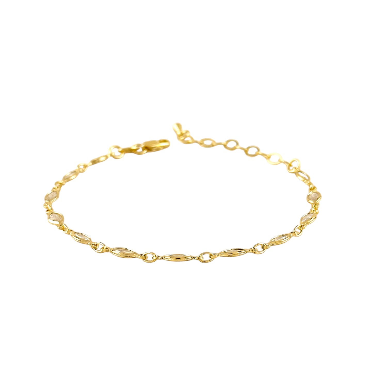Ellipse Bezel CZ 18K Gold Filled Bracelet