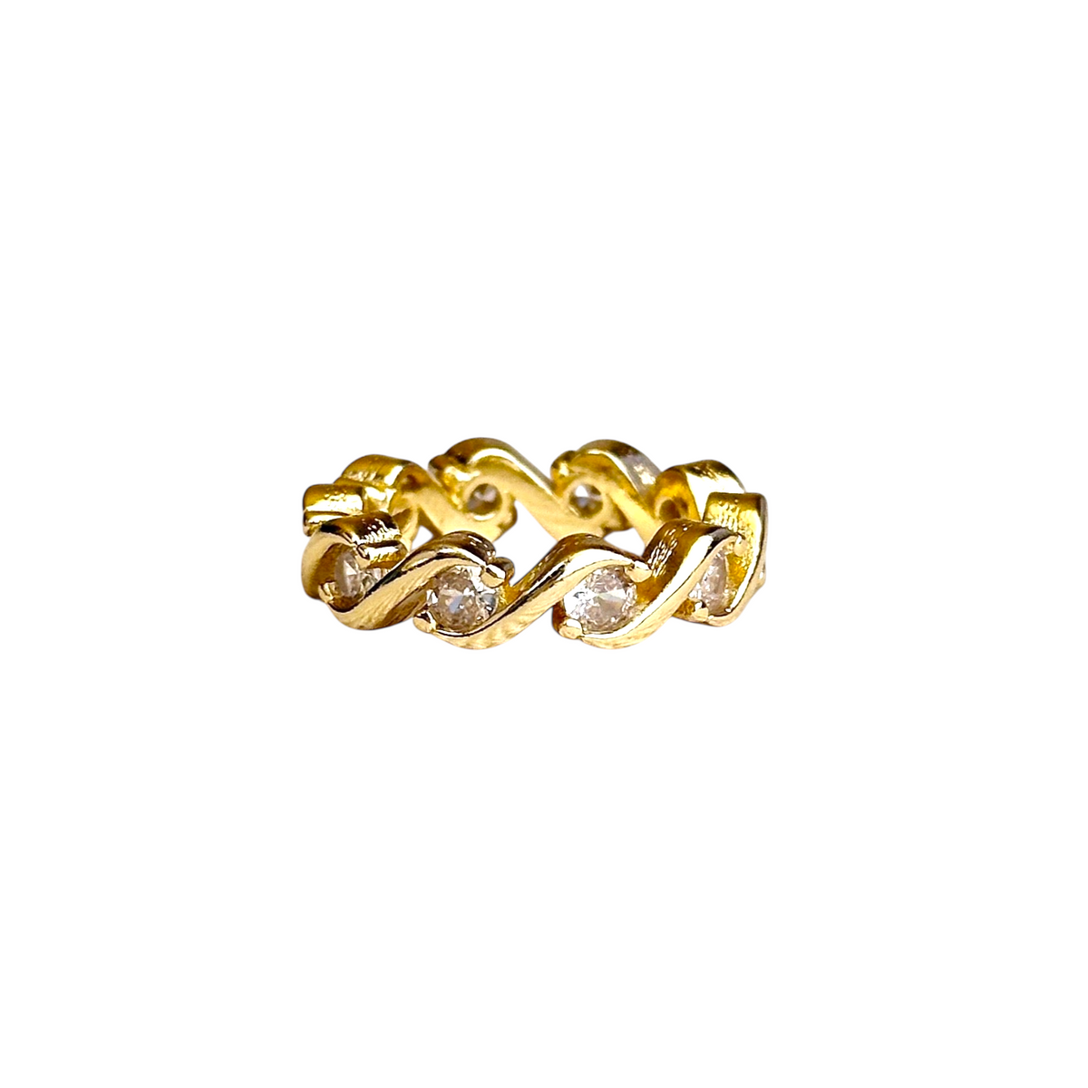 Curved CZ Eternity Band Ring in 18K gold-filled