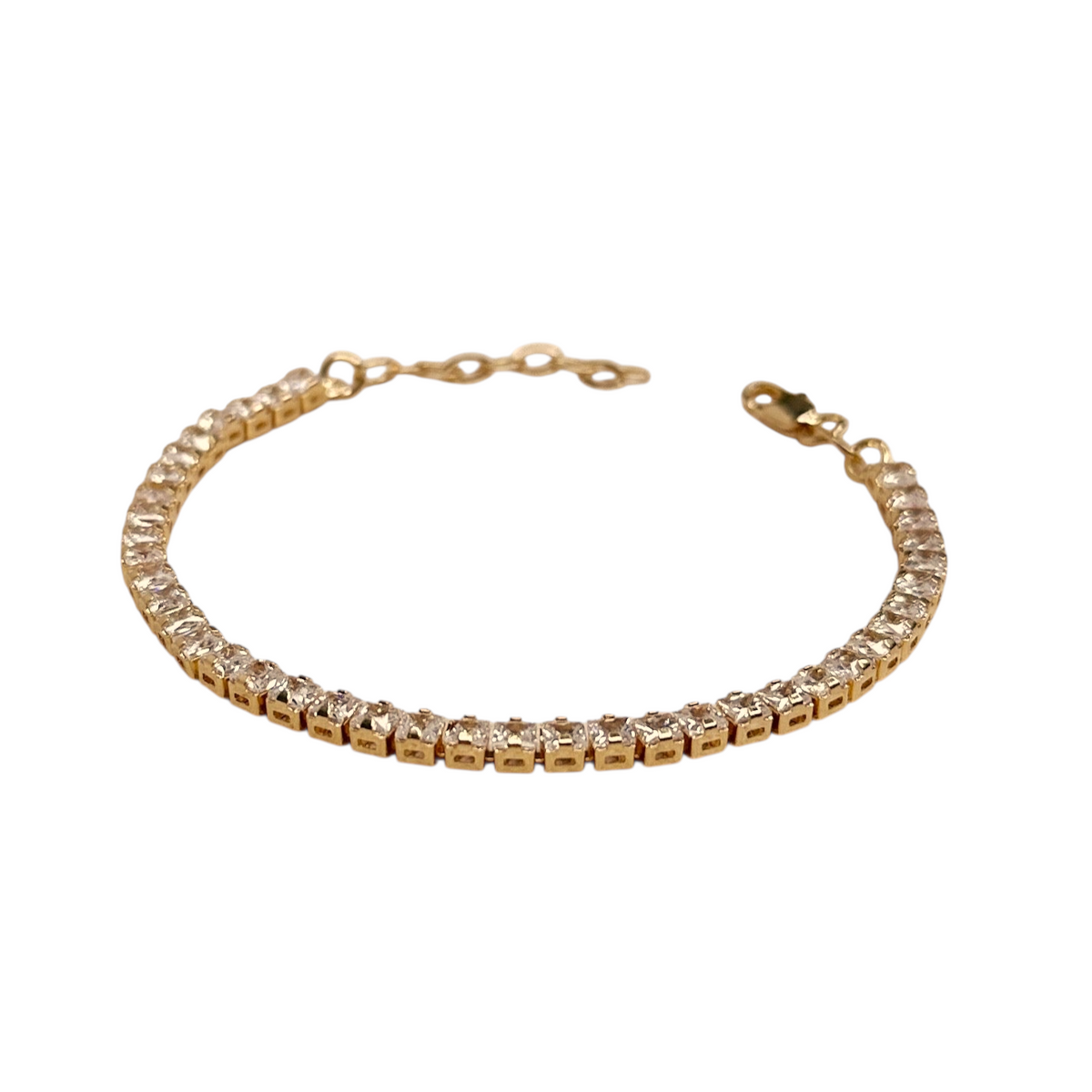 Clear CZ 3mm Riviera Bracelet in 18K gold-filled