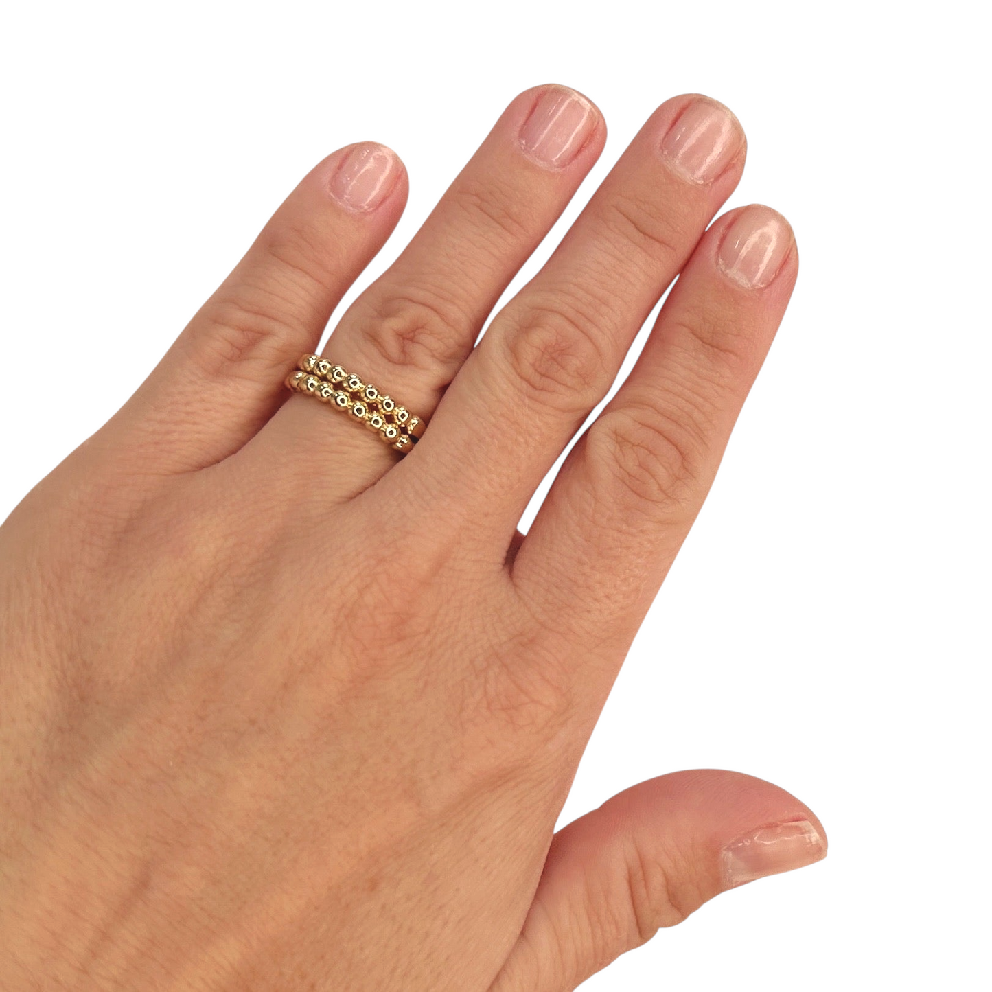 Dual Row Beaded Band 18K Gold Filled Ring