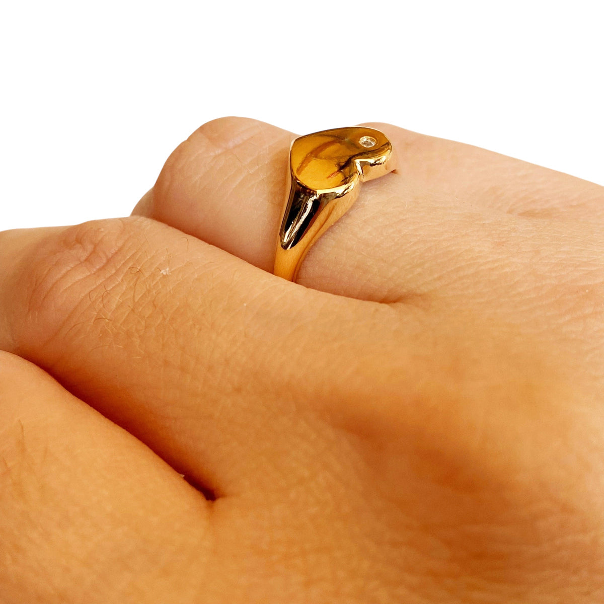 Heart Plate CZ Accent Ring in 18K gold-filled, view 6