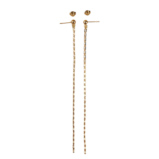Baguette CZ Chain 101mm 18K Gold Filled Drop Earrings