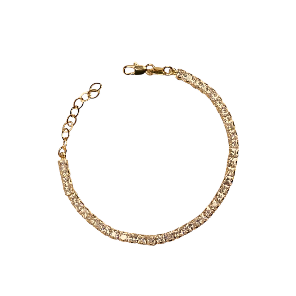 Clear CZ 3mm Riviera Bracelet in 18K gold-filled, view 3