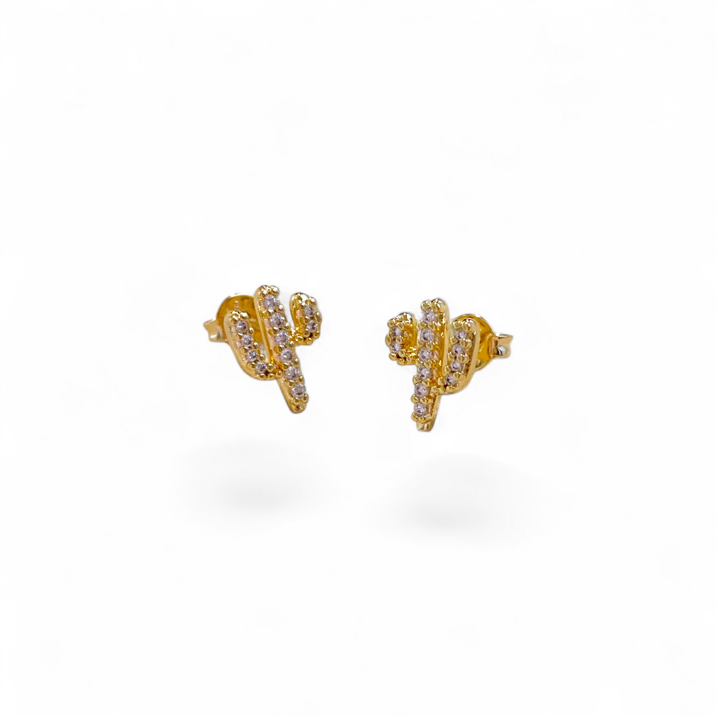 10mm Cactus with CZ Detail 18K Gold Filled Stud Earrings