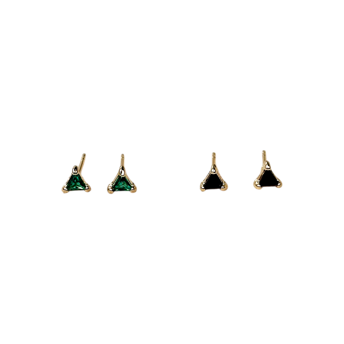 Solitaire Triangle CZ 4mm Stud Earrings in 18K gold-filled, view 6