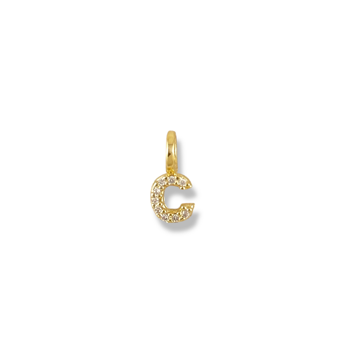 Letter C pavé CZ initial charm, 12mm, 18K gold-filled
