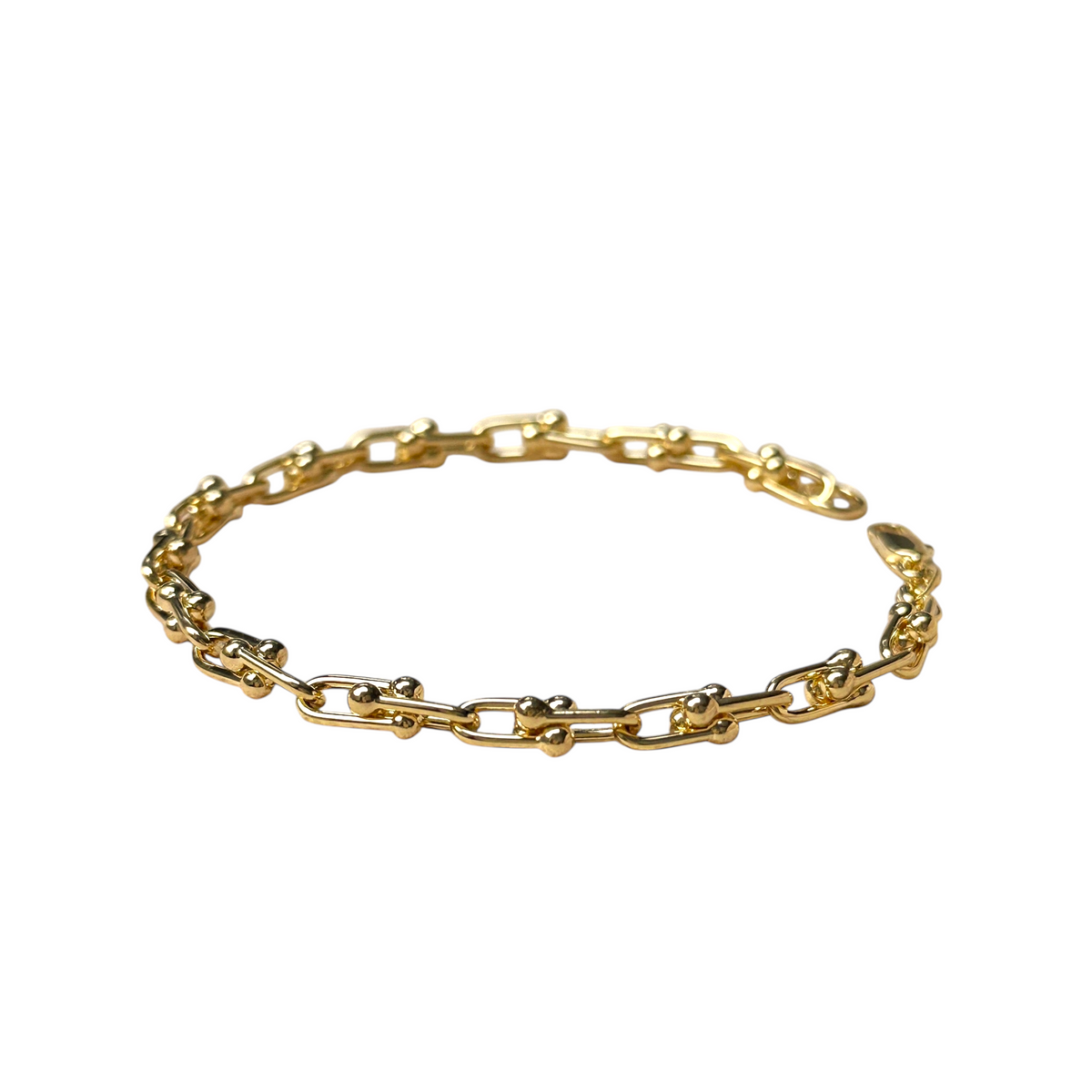 Graduated Ball Detail Link Chain Bracelet in 18K gold-filled, view 2