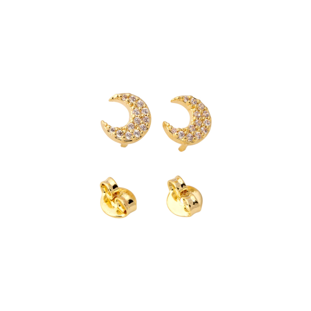 Crescent Moon 14mm Stud Earrings in 18K gold-filled, view 3