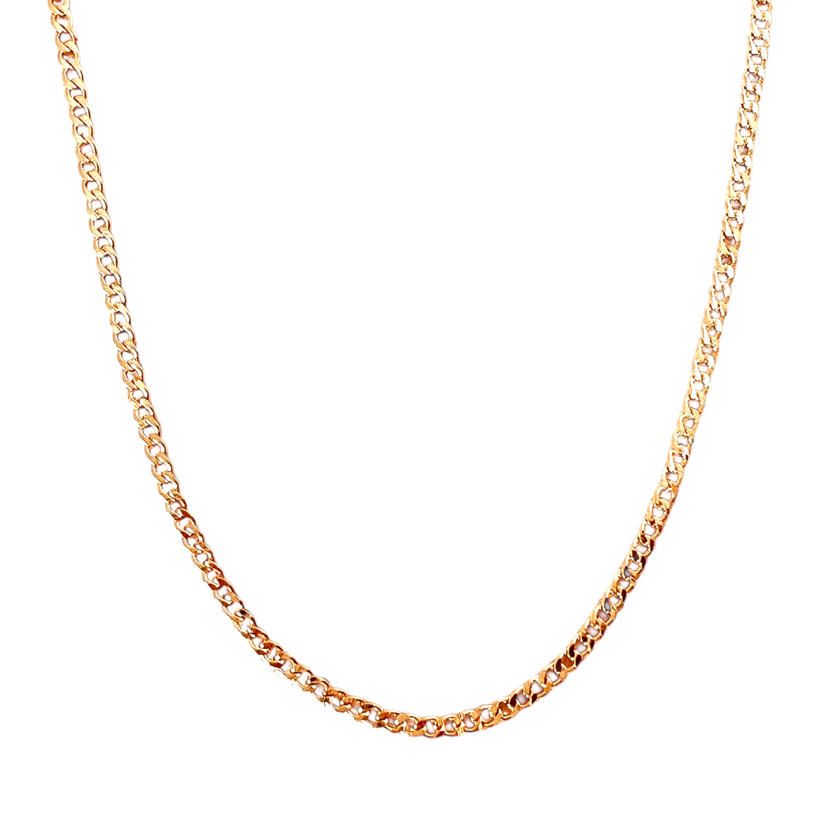Cuban Link Chain 2mm Necklace in 18K gold-filled