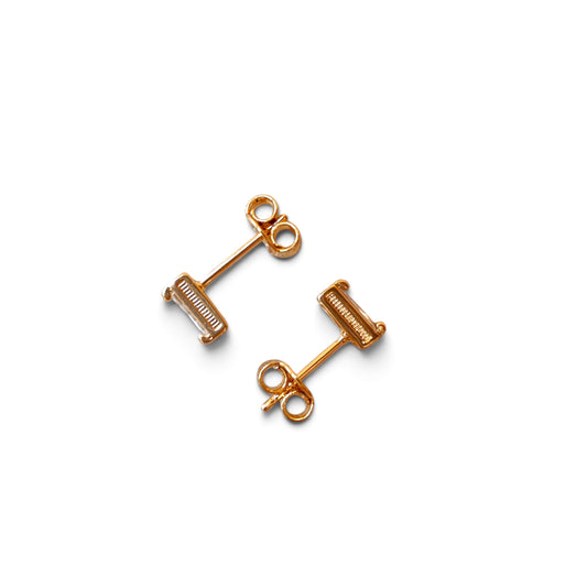 Clear Baguette CZ 6mm 18K Gold Filled Stud Earrings