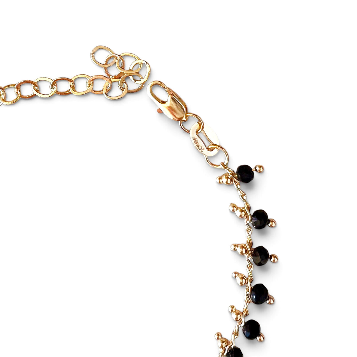 Black Beaded Bracelet in 18K gold-filled, view 3