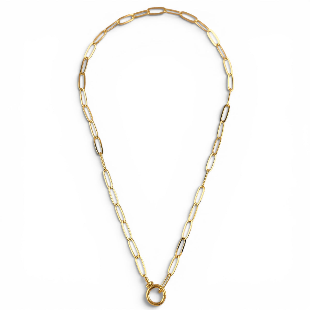Paperclip Chain Carabiner Necklace in 18K gold-filled, view 3