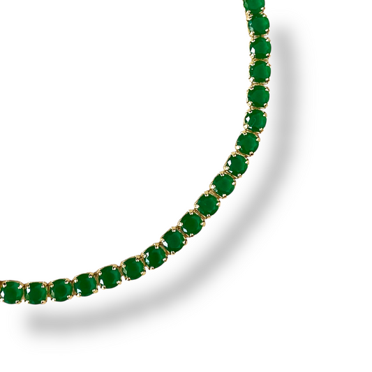 Emerald CZ 3mm 18K Gold Filled Riviera Bracelet