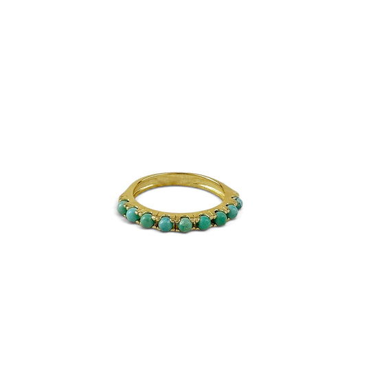 Natural Turquoise Stones Row Band 18K Gold Filled Ring