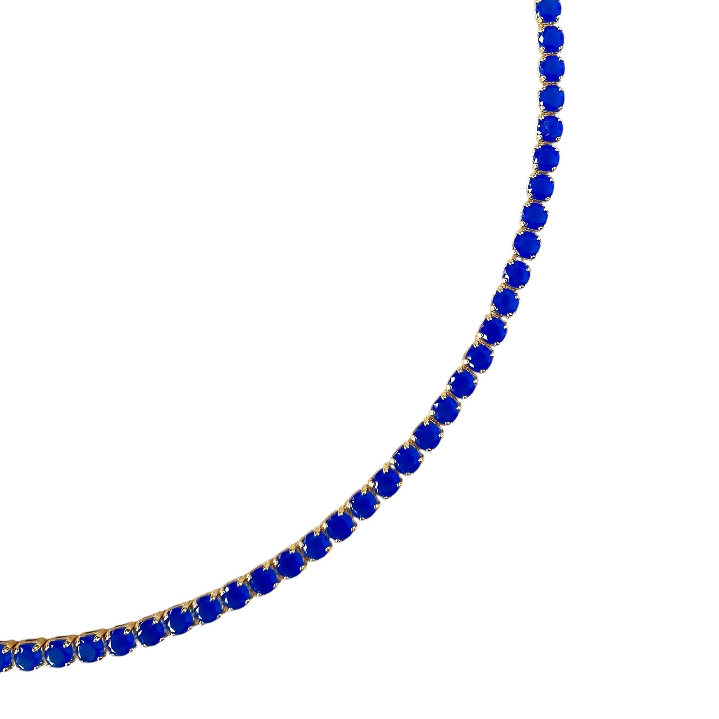 Royal Blue CZ 3mm 18K Gold Filled Riviera Necklace
