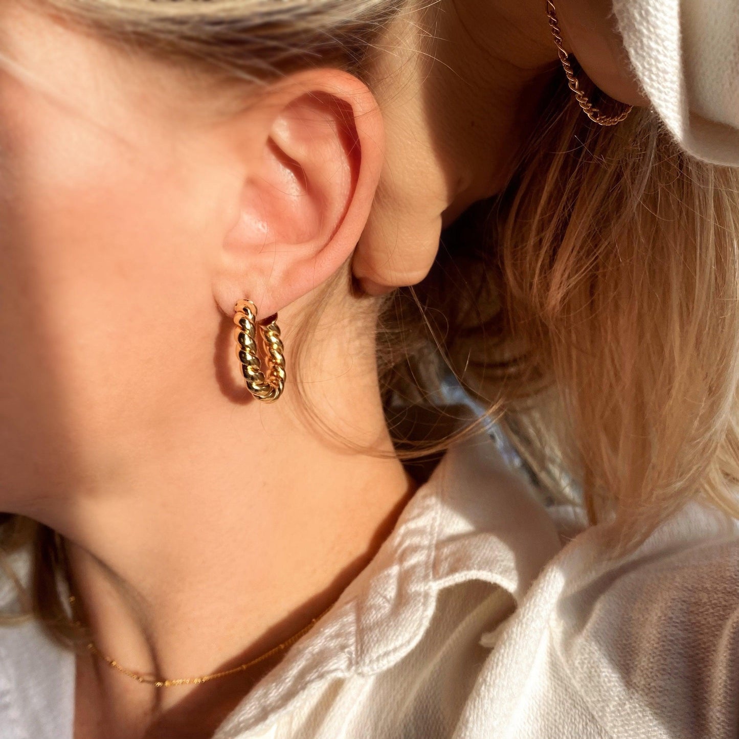 20mm Twisted Tube Hoop 18k Gold Filled Earrings