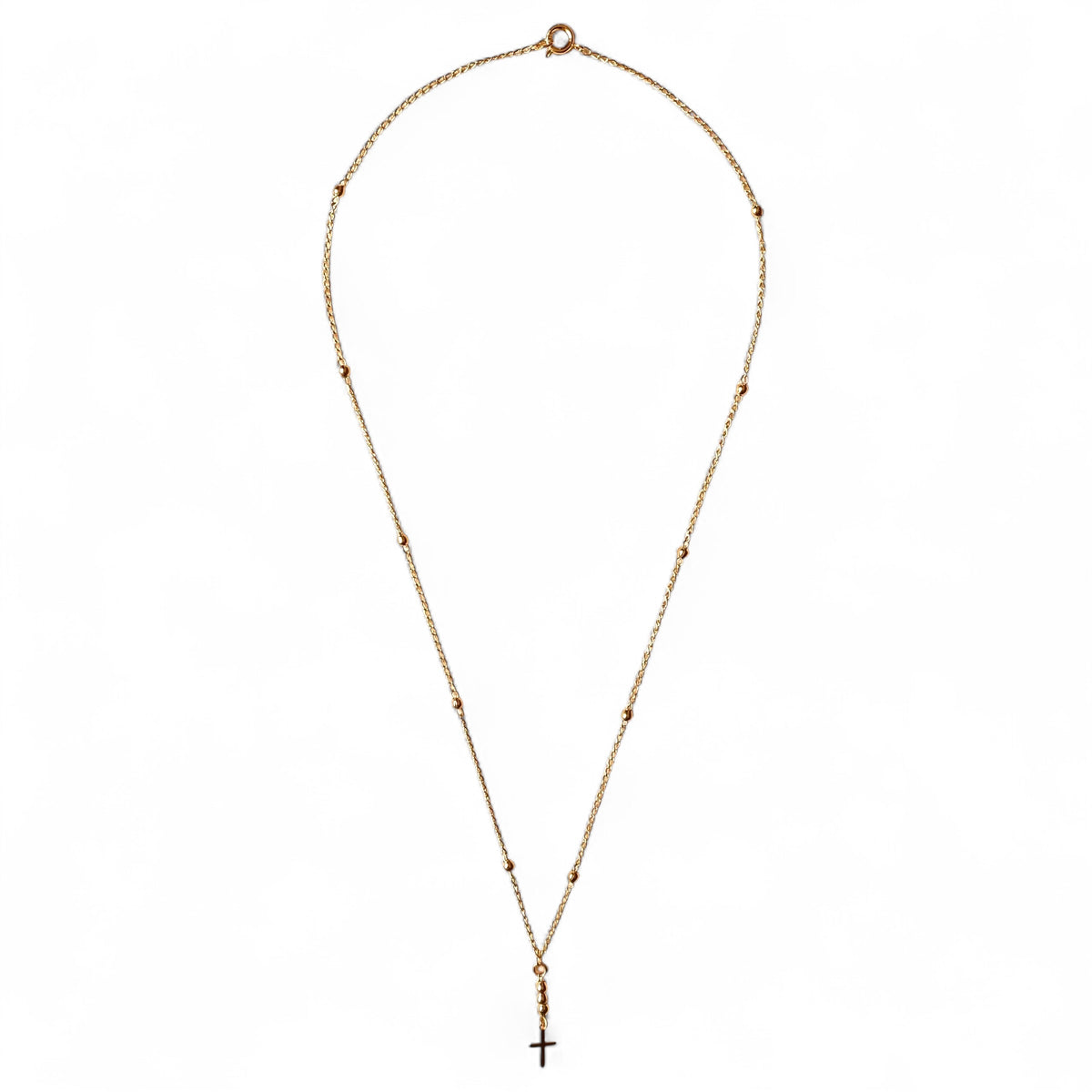 Cross Beaded Chain Necklace in 18K Gold Filled