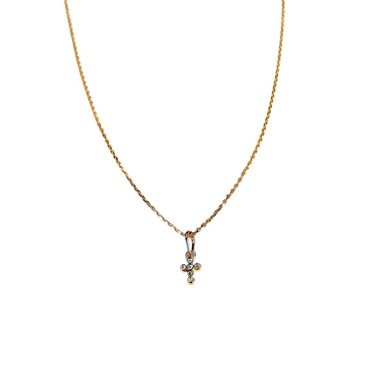 Cross Bezel CZ 15mm Pendant in 18K gold-filled, view 5