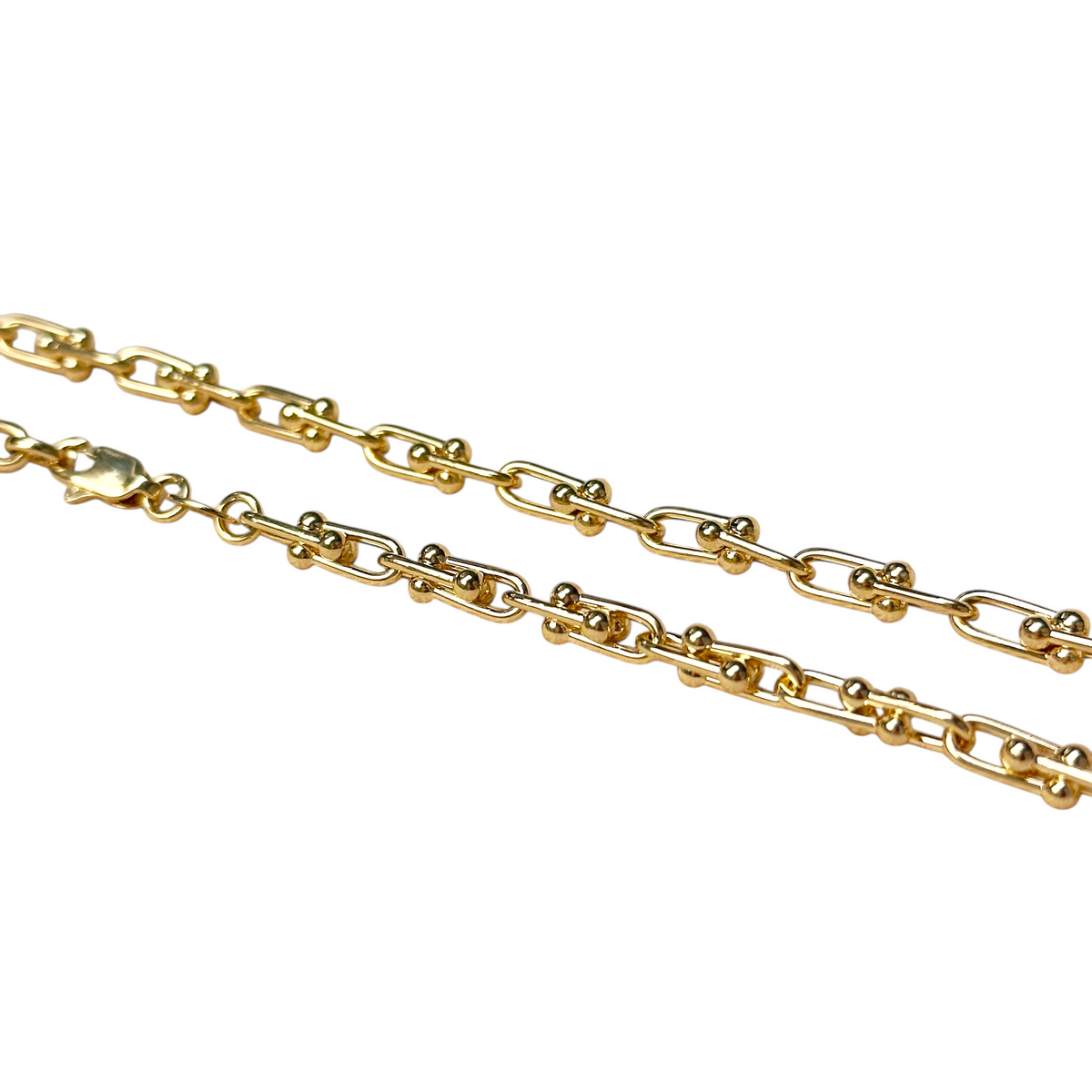 Graduated Ball Detail Link Chain Necklace in 18K gold-filled, view 4