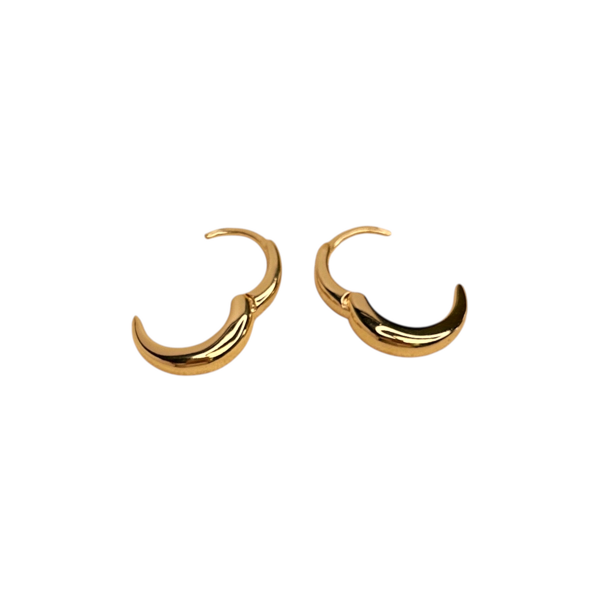 British Closure Huggie 12mm Hoop Earrings in 18K gold-filled, view 3