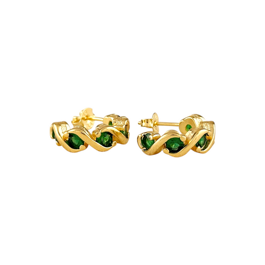 Swirl Open Hoop CZ 15mm 18K Gold Filled Earrings