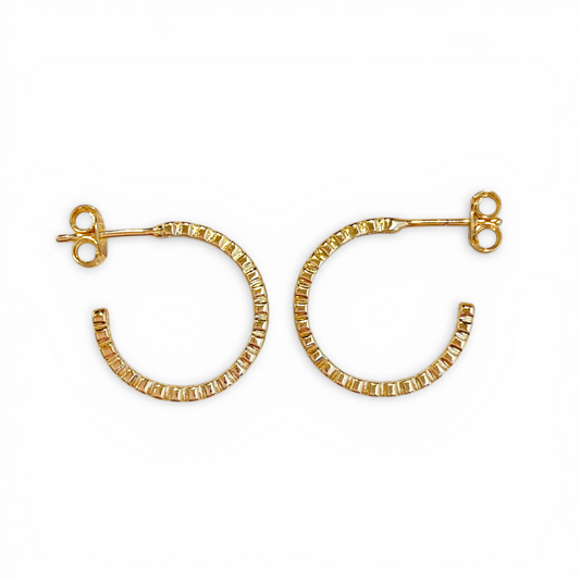 18mm Bezel CZ Open Hoop 18K Gold Filled Earrings