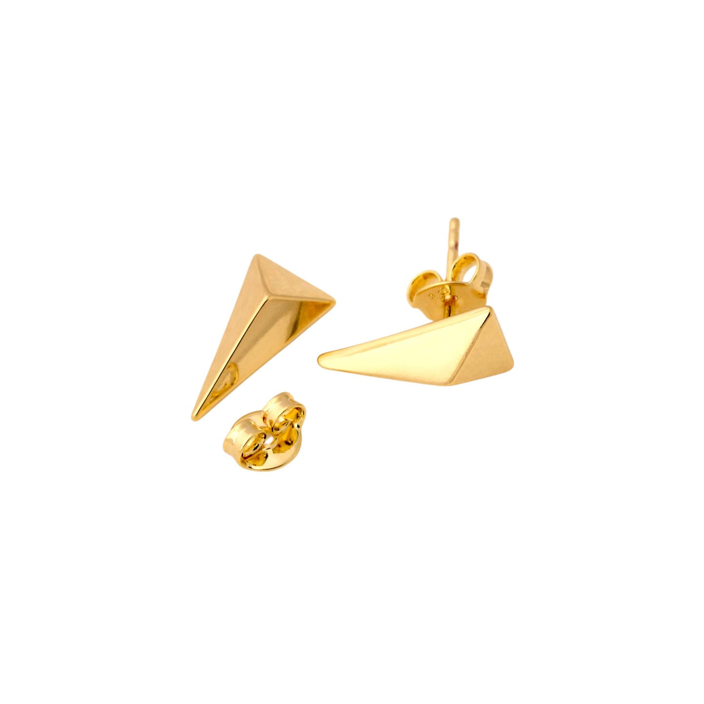 Elongated Faceted Triangle Stud 18K Gold Filled Earrings