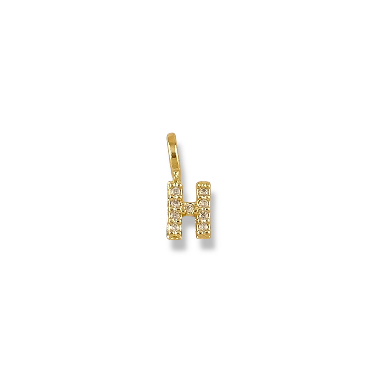 Letter H pavé CZ initial charm, 12mm, 18K gold-filled